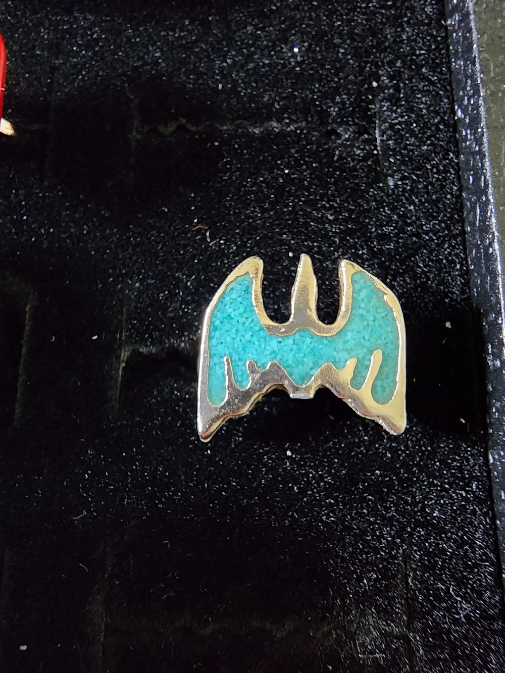 Vintage Sterling Silver Ring Turquoise Inlay Size 6-6.5